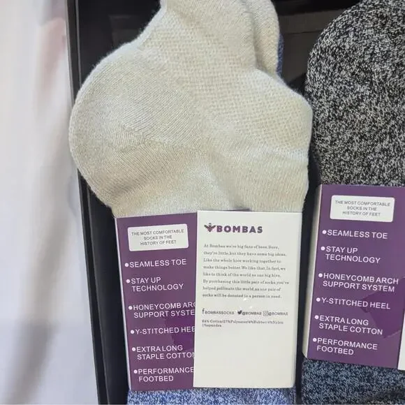 Bombas Women’s Ankle Socks Gift Box – 12 Pairs Large NEW - Picture 3 of 6